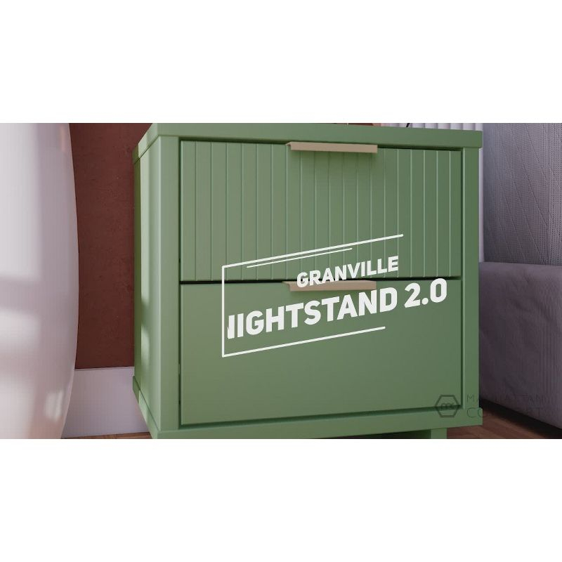 Granville Modern 2 Drawer Nightstand Light Gray - Manhattan Comfort: Soft Close, UV Finish, Metal Handles