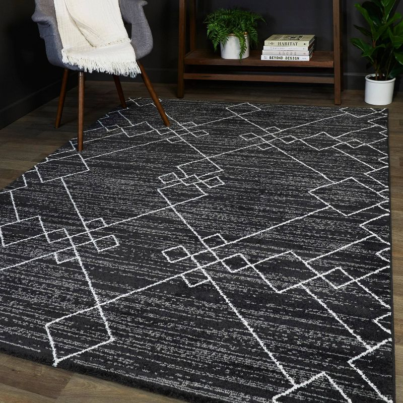 7'10"x10' Alberto Transitional Geometric Rug Black - Balta Rugs: Large Indoor Area, Stain-Repellent, Low Pile