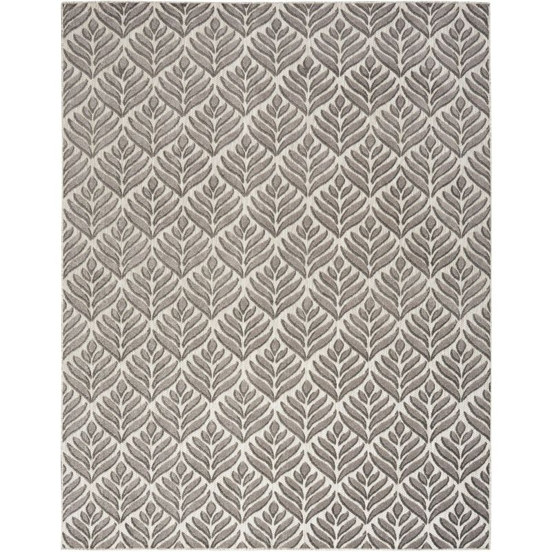 Nourison Aloha Tropical Palm Flatweave High-Low Indoor Outdoor Area Rug Charcoal 9' x 12'