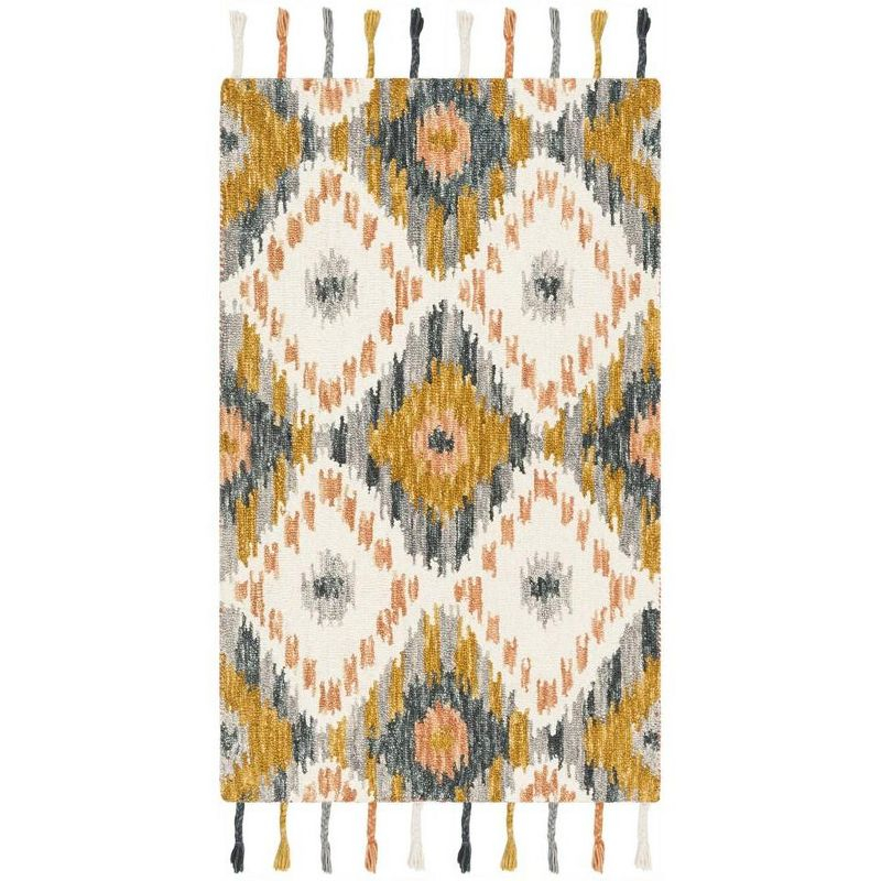 Suzani SZN201 Hand Hooked Indoor Accent Rug - Ivory/Gold - 3'x5' - Safavieh.