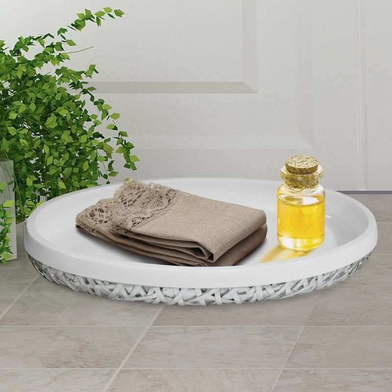 Nu Steel Vanity Storage Tank Top Tray Organizer for Makeup Brushes White