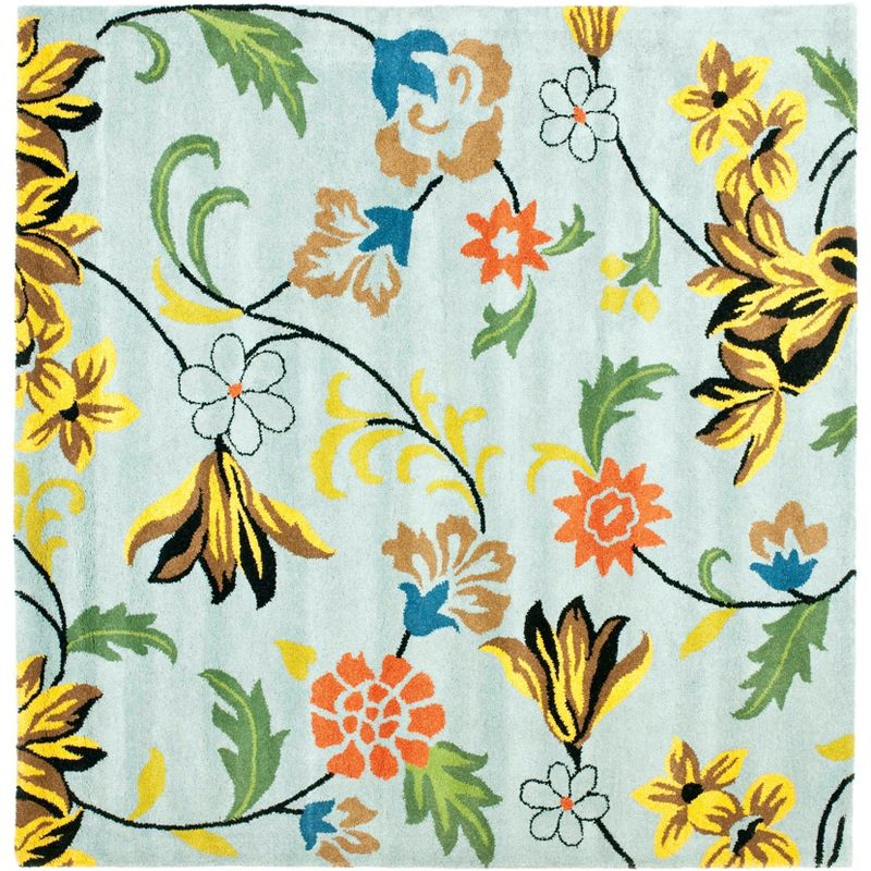 Soho SOH736 Hand Tufted Square Contemporary Area Rug - Blue - 6' X 6' Square - Safavieh.