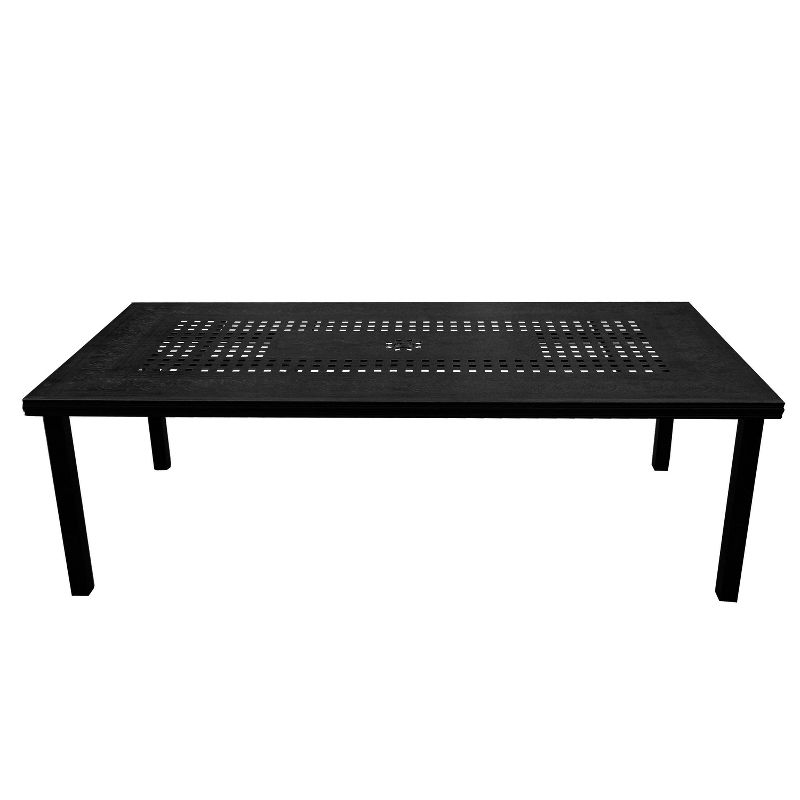 Oakland Living 95" Rectangular Modern Outdoor Mesh Lattice Aluminum Patio Dining Set with 8 Arm Chairs Black