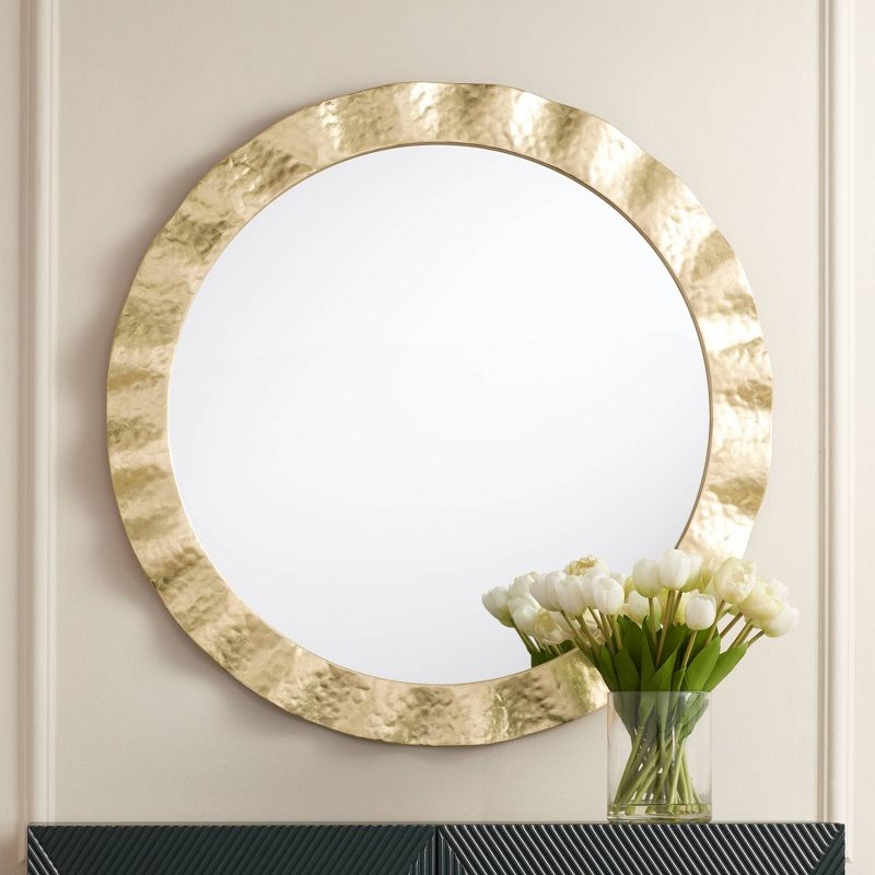 Uttermost Wave 32" Gold Round Wall Mirror