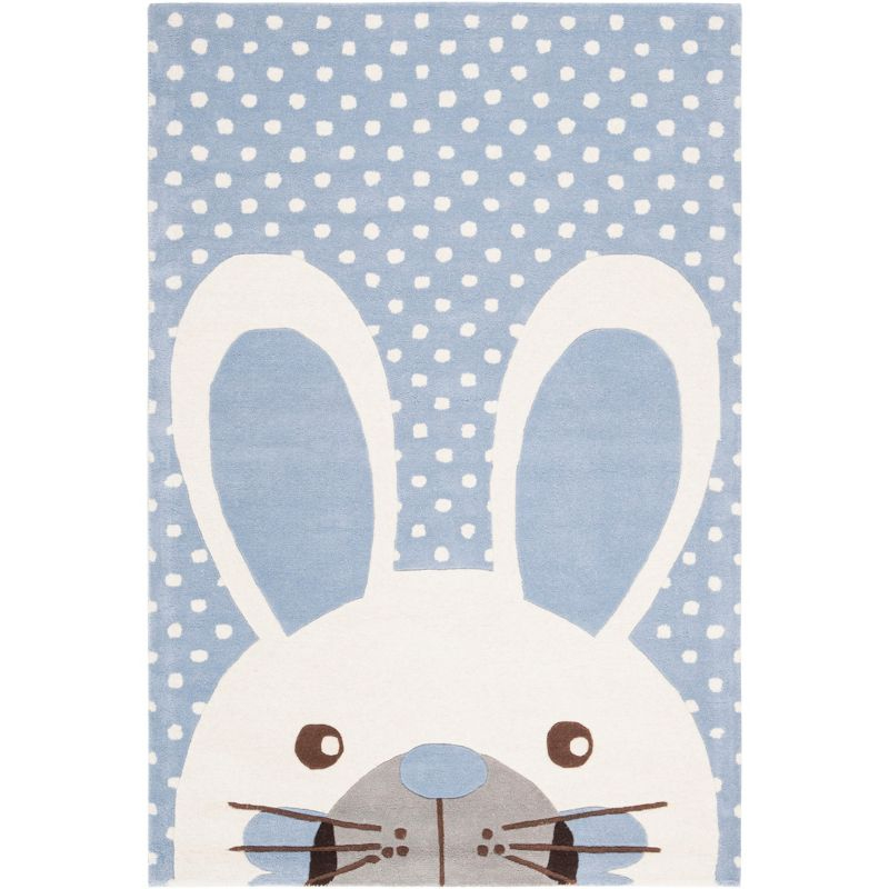 Safavieh Kids Rabbit SFK922 Hand Tufted Indoor Accent Rug - Blue/Ivory - 4'x6' - Safavieh