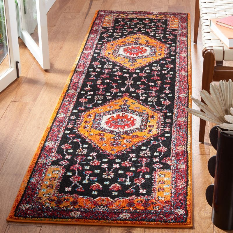 Vintage Hamadan VTH204 Power Loomed Indoor Runner Rug - Orange/Black - 2'3"x8' - Safavieh