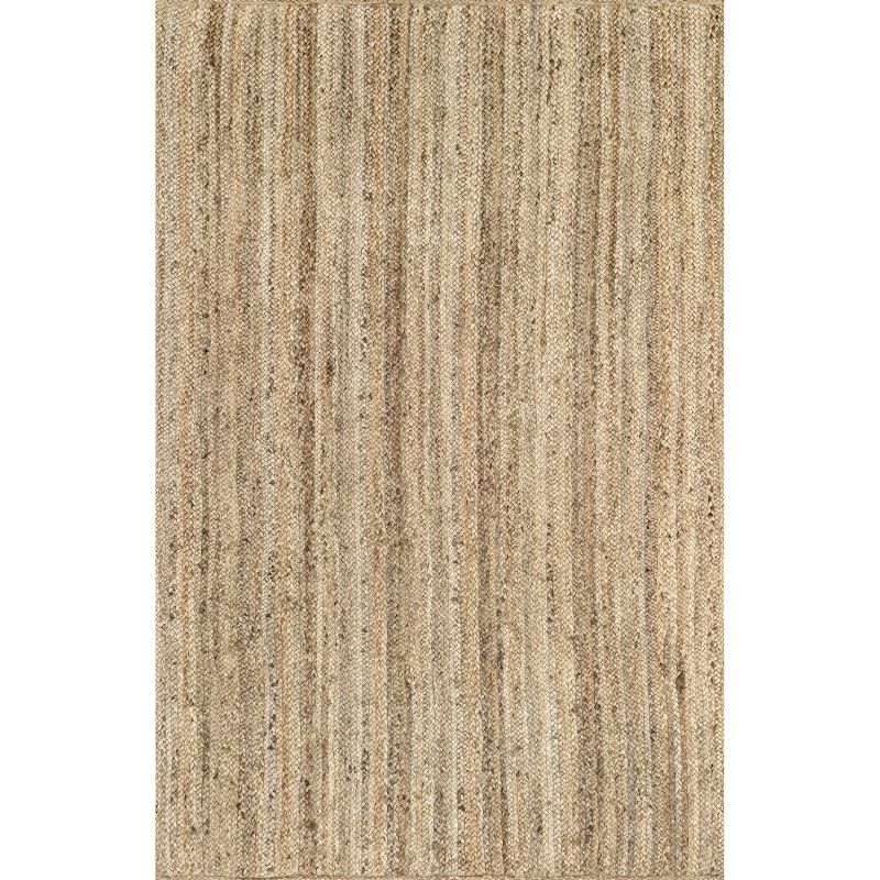 Nuloom 8 Square Rigo Jute Hand Woven Indoor Area Rug, Natural, Solid Farmhouse Design, Natural Fiber Bedroom, Living Room, Kitchen,