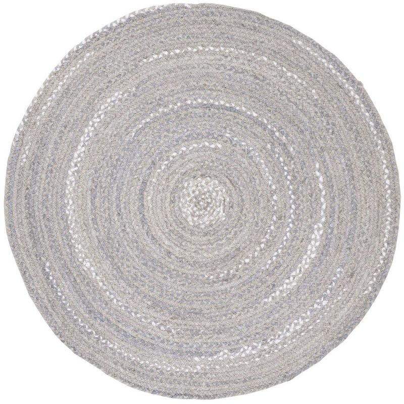 Braided BRD452 Hand Woven Indoor Area Rug - Light Grey - 5' Round - Safavieh