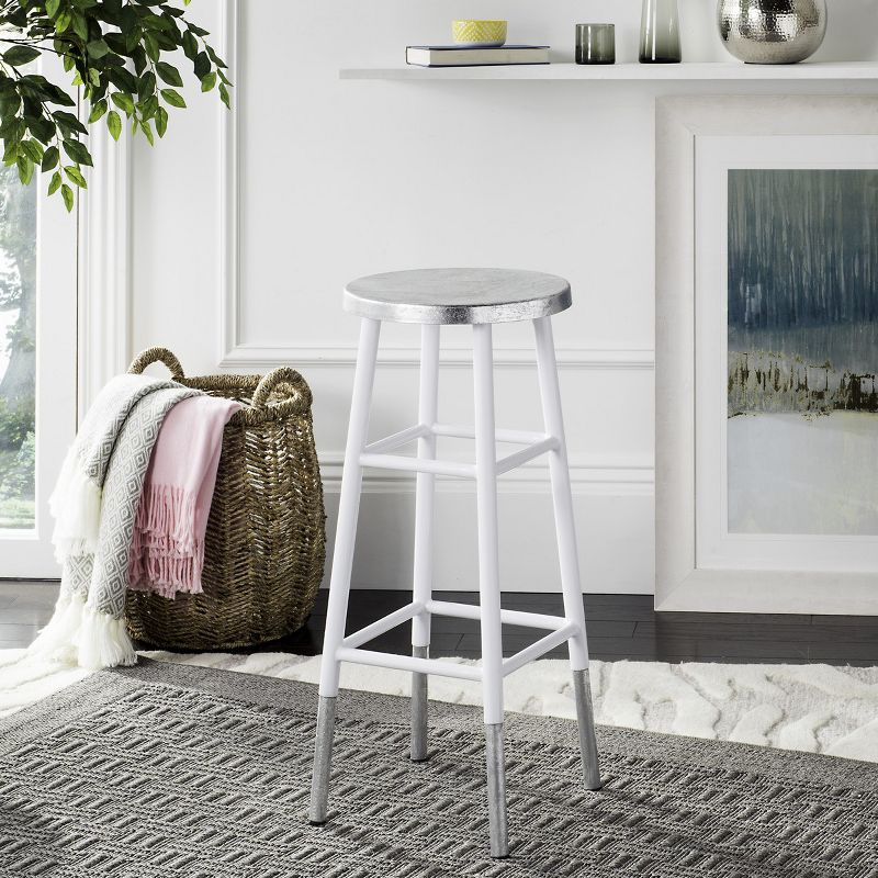 Kenzie 30''H Silver Dipped Bar Stool - FOX3212 - White - Safavieh Couture