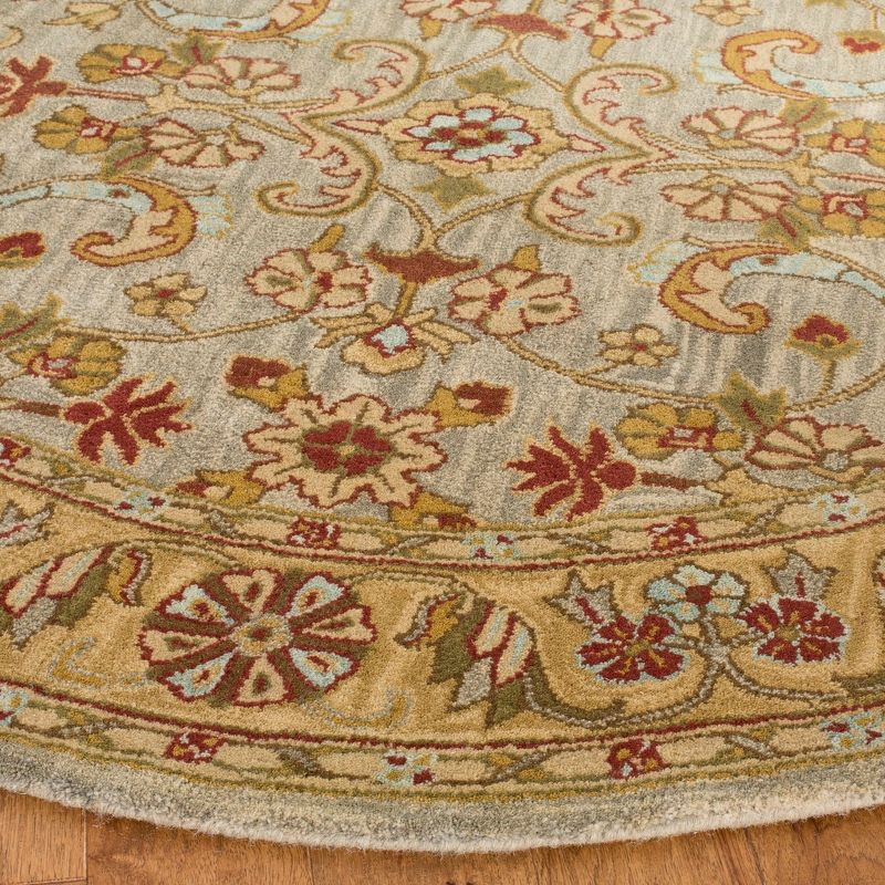 Classic CL324 Hand Tufted Accent Rug - Light Green/Gold - 3'6" Round - Safavieh.