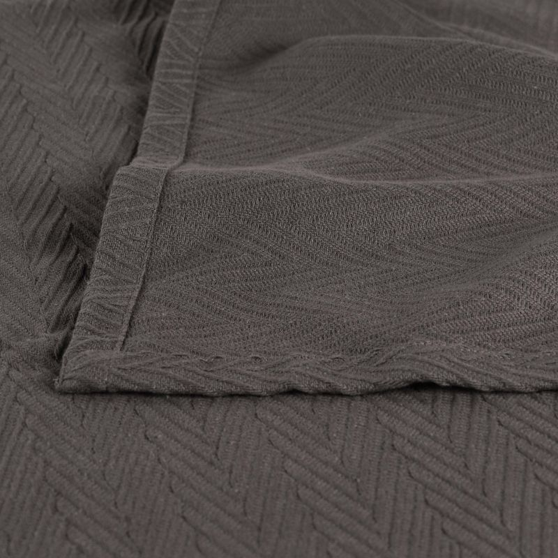 Chevron Zig-Zag Cotton Blanket, Full/Queen, Charcoal - Blue Nile Mills
