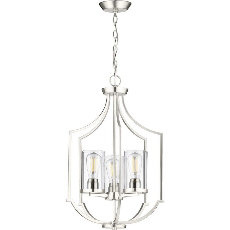 Progress Lighting Lassiter 3-Light Foyer Brushed Nickel Pendant with Clear Glass Shades