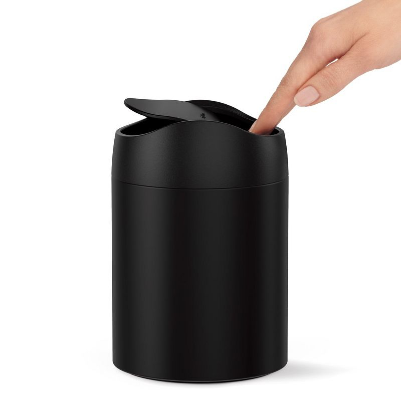 simplehuman 1.5L Countertop Bathroom Trash Can, Matte Black Stainless Steel