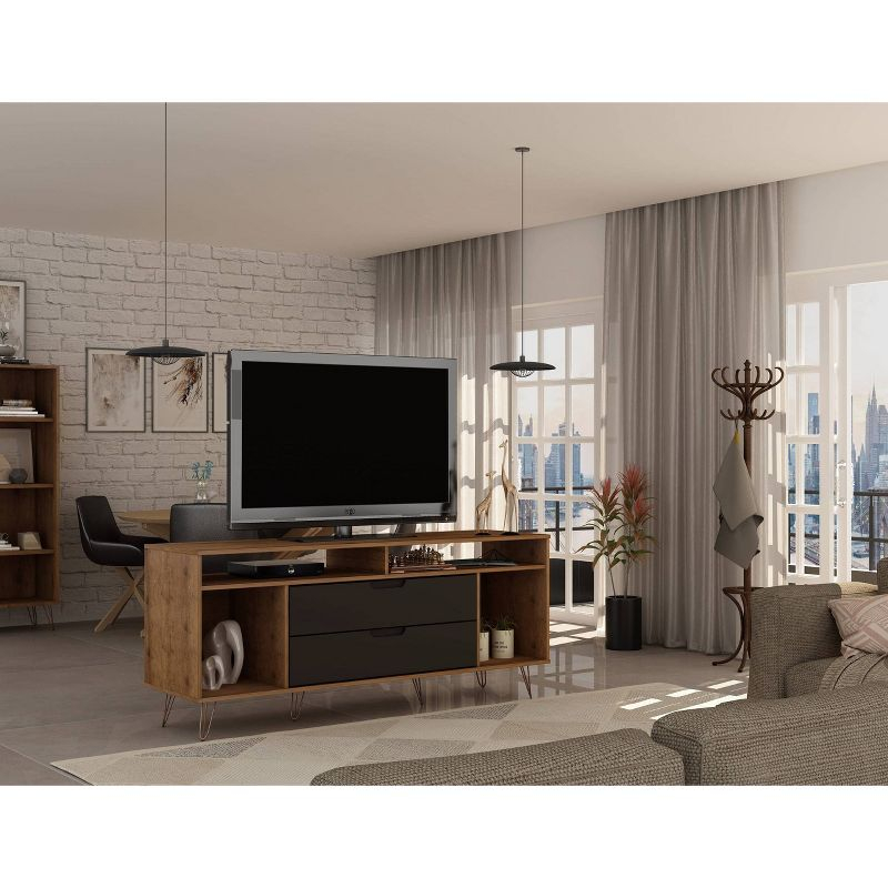 Rockefeller TV Stand for TVs up to 60'': Media Console with Storage - Manhattan Comfort