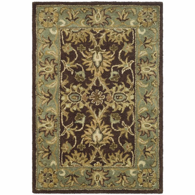 Antiquity AT249 Hand Tufted Accent Rug - Chocolate/Blue - 2'x3' - Safavieh.