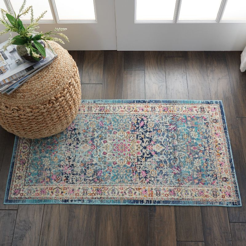 Nourison Vintage Kashan VKA01 Blue/Ivory/Orange Indoor Area Rug - 2' x 4'