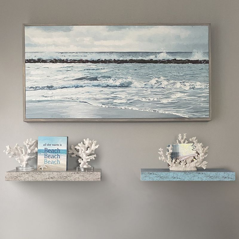 2 Pack 16 Inch Sorbus Coastal Rectangle Floating Shelves - for Home Décor to Display Trophies, Books, Frames, and more (Rustic Blue Gray)