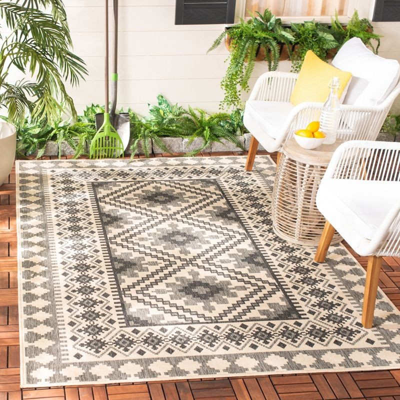 Veranda VER099 Power Loomed Indoor/Outdoor Area Rug - Ivory/Slate - 5'3"x7'7" - Safavieh.