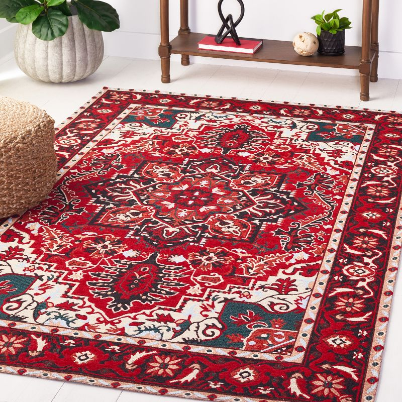 Easy Care ECR105 Power Loomed Machine Washable Area Rug - Red/Black - 4'x6' - Safavieh.