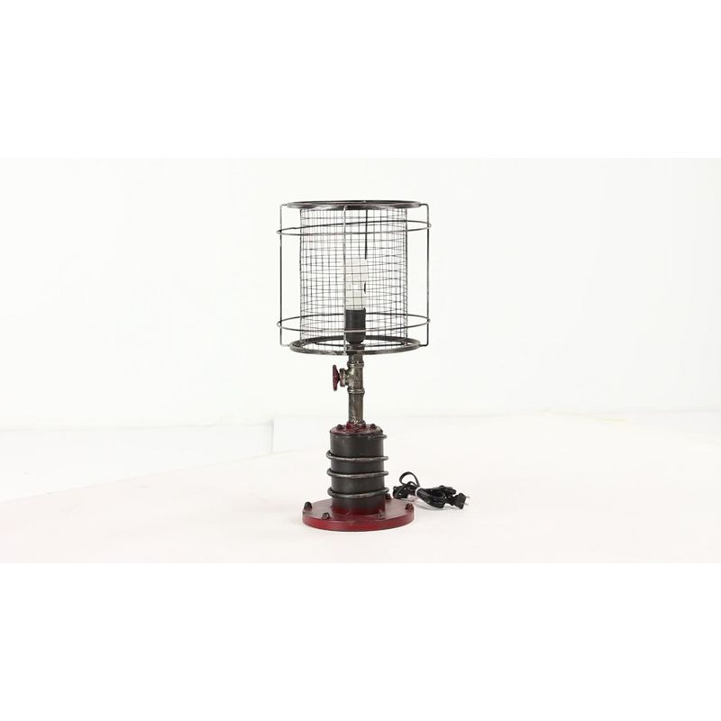 10" x 21" Industrial Accent Lamp with Iron Wire Cage Shade Red/Black - Olivia & May: Edison Bulb, No Assembly Required
