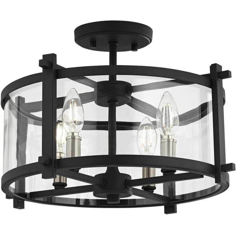 Generation Lighting Ethan 16 1/2" Iron and Glass Round Ceiling Light