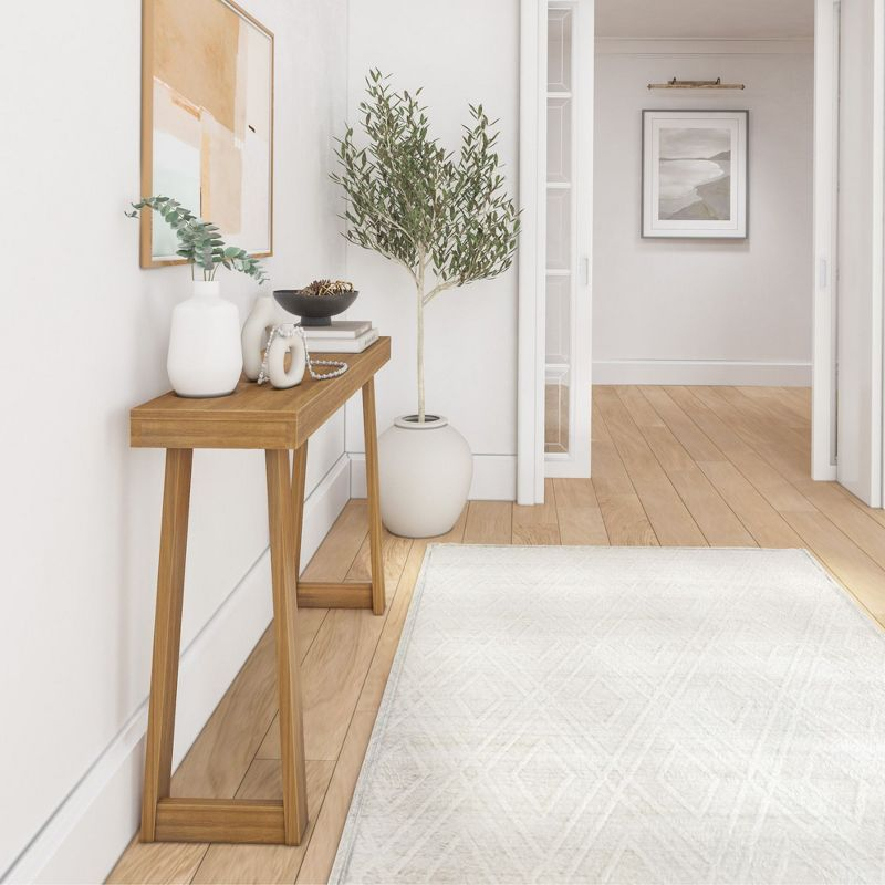 Plank+Beam 46.25” Solid Wood Console Table, Classic Farmhouse Style Sofa Table, Narrow Entryway Table for Hallway, Pecan