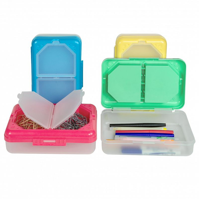 C-Line® Storage Box, 3 Compartments, Assorted Colors