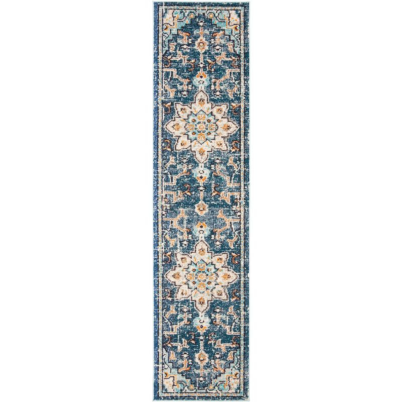 Madison MAD473 Power Loomed Indoor Runner Rug - Blue/Light Blue - 2'2"x16' - Safavieh