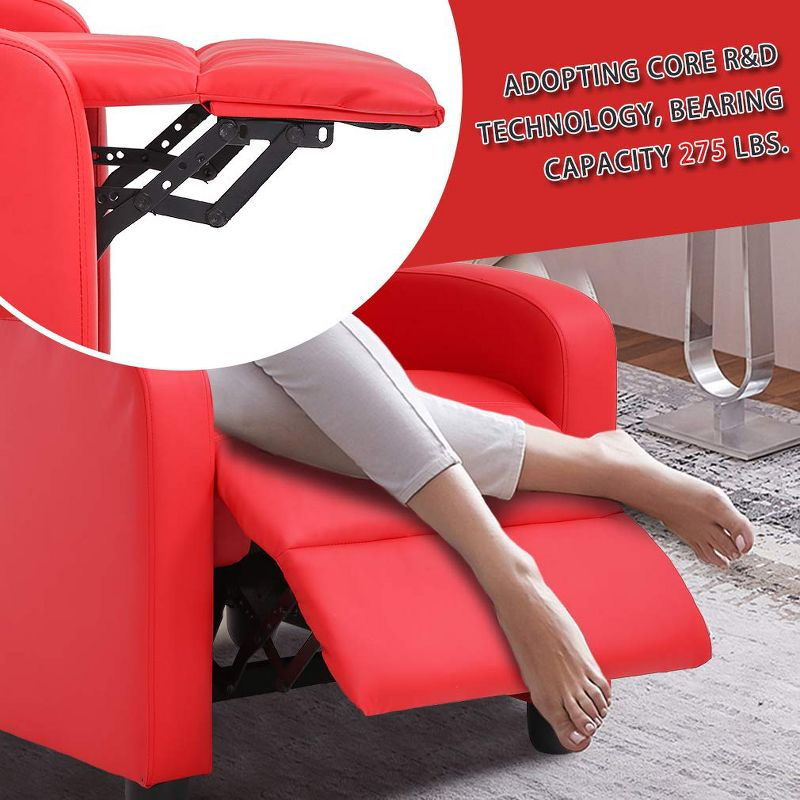 FDW Wingback Recliner Chair Leather Single Modern Sofa Home Theater Seating for Living Room,Red