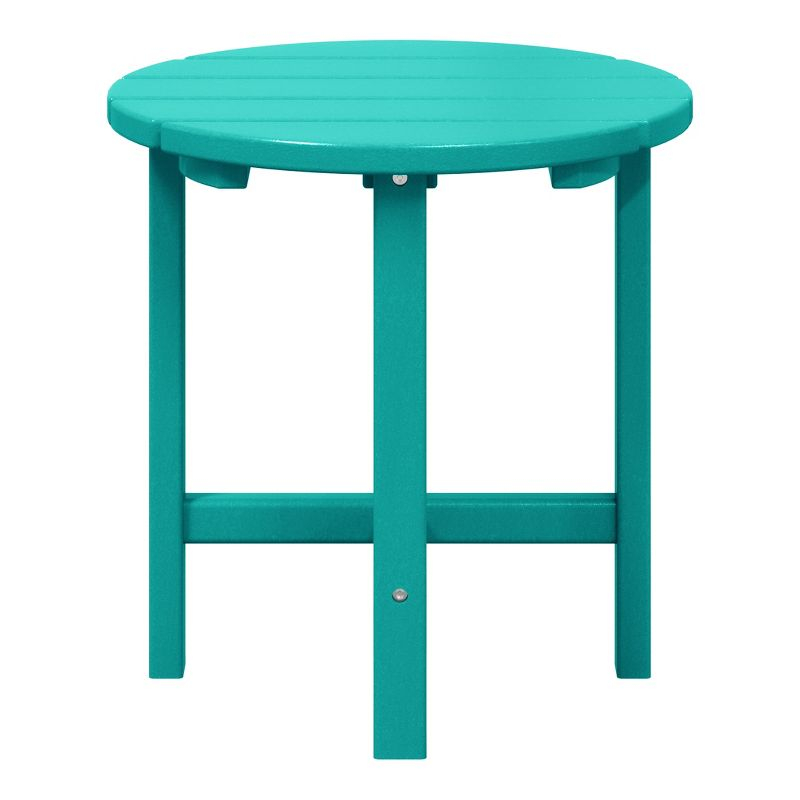 WestinTrends All-Weather Outdoor Patio Round Poly Adirondack Side Table, Turquoise