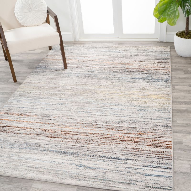 JONATHAN Y Loom Modern Strie'  Gray/Blue/Orange 3 ft. x 5 ft. Area Rug