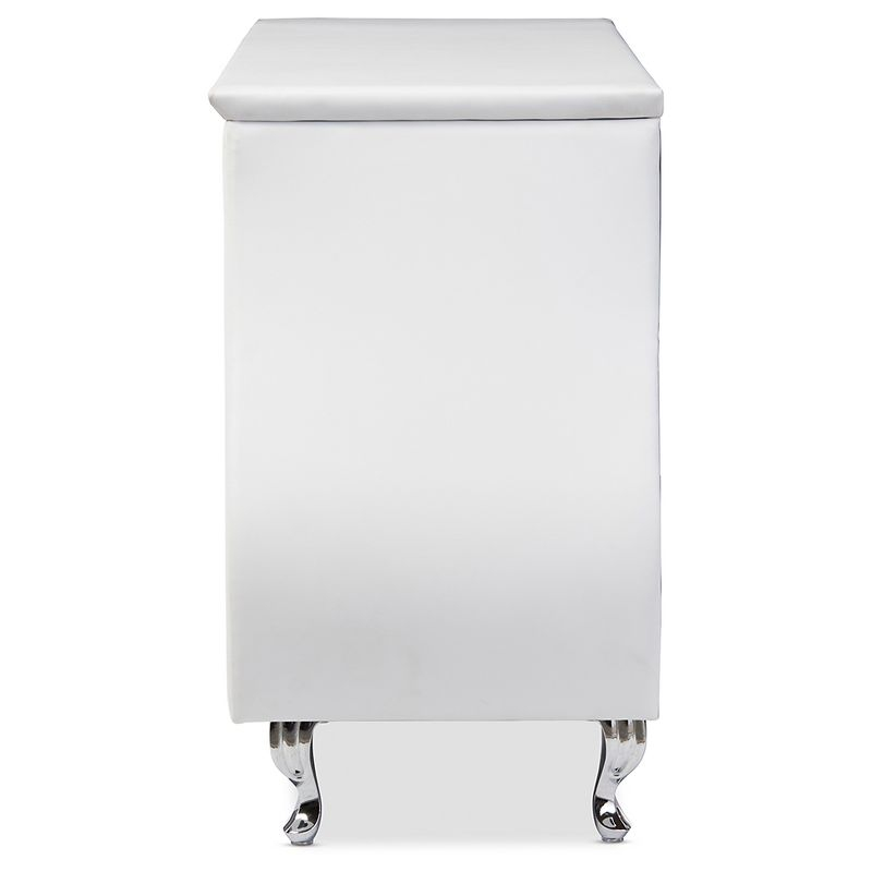 Enzo Modern and Contemporary Faux Leather 6 Drawer Dresser White - Baxton Studio: Sleek Storage, Metal Gliders