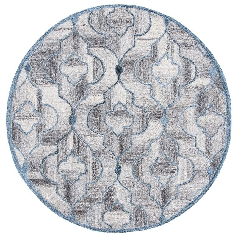Abstract ABT646 Handmade Indoor Area Rug - Blue/Brown - 6' Round - Safavieh