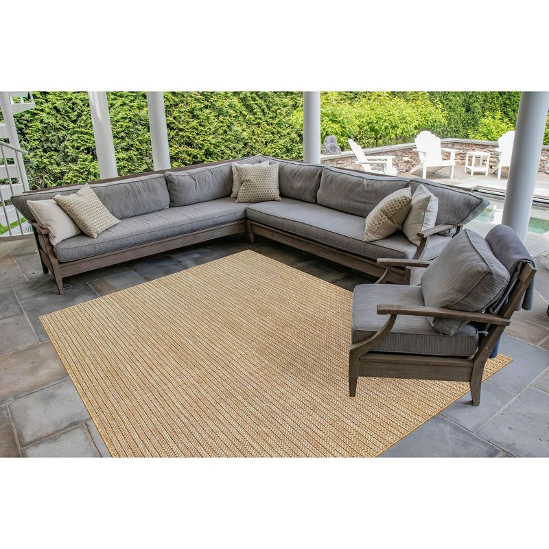 Liora Manne Carmel Texture Stripe Indoor/Outdoor Rug Sand 6'6" x 9'4"