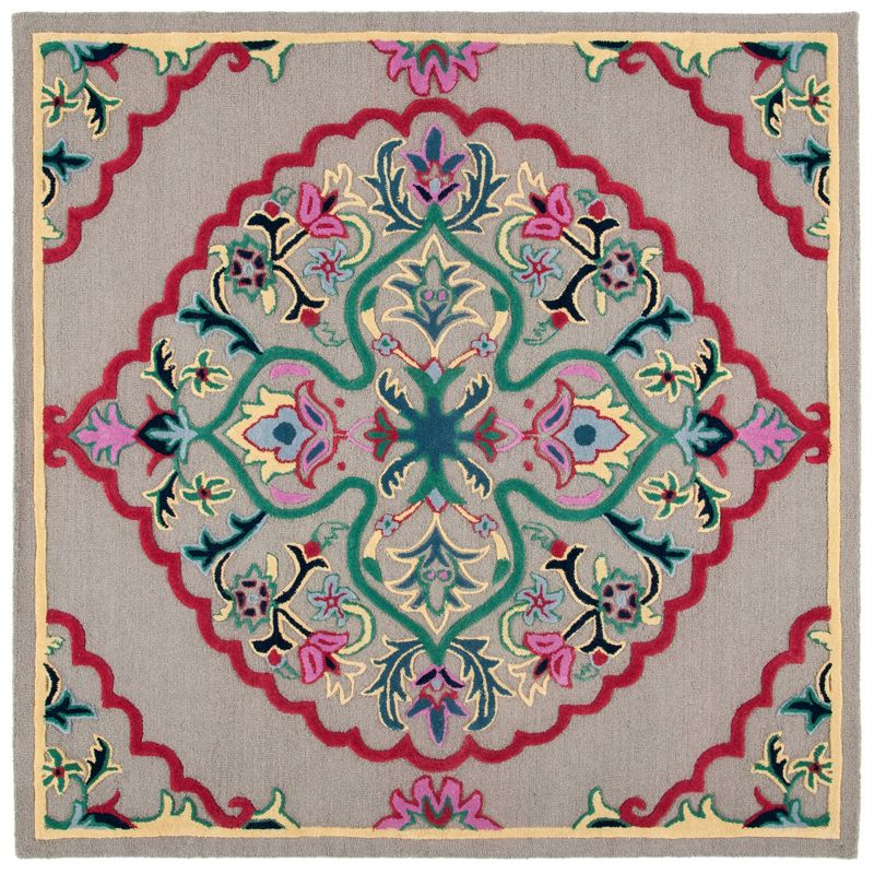 Bellagio BLG605 Hand Tufted Indoor Area Rug - Dark Grey/Multi - 7'x7' - Safavieh
