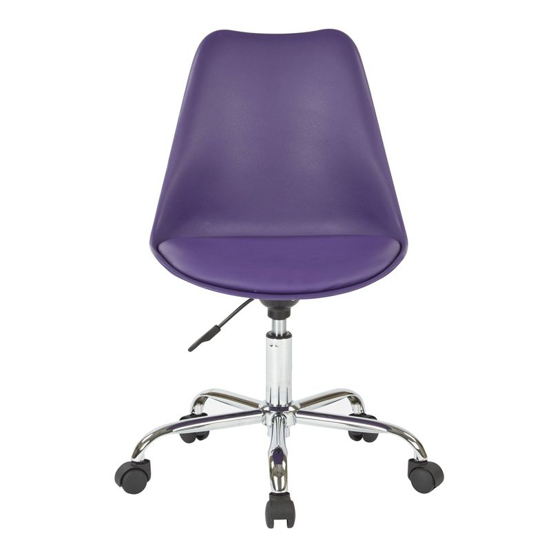 Emerson Office Chair with Pneumatic Chrome Base Purple - OSP Home Furnishings: Swivel, Armless, Adjustable Height