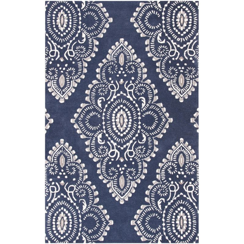 Wyndham WYD372 Hand Tufted Area Rug - Dark Grey/Ivory - 4'x6' - Safavieh.