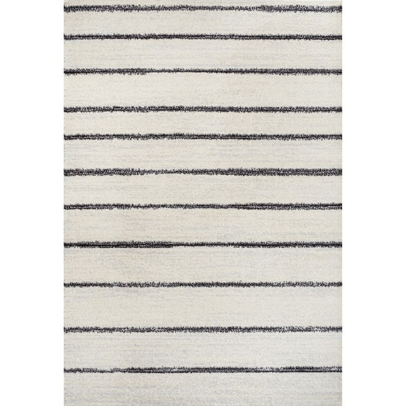 JONATHAN Y Williamsburg Minimalist Stripe Cream/Black 8 ft. x 10 ft. Area Rug