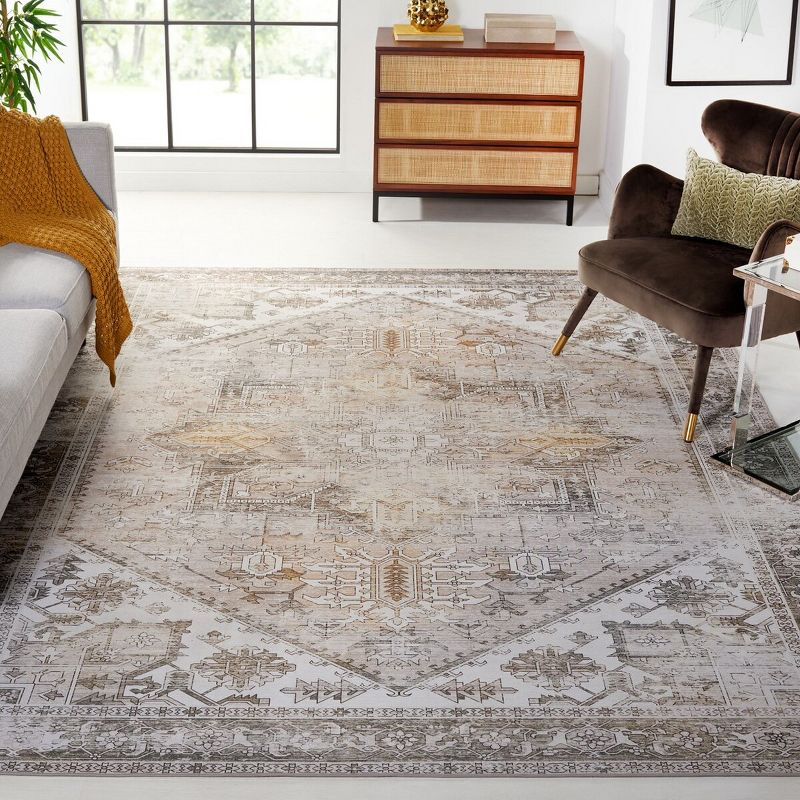 Tucson Vintage Persian TSN102 Power Loomed Machine Washable Skid-Resistant Indoor Area Rug - Beige/Grey - 8'x10' - Safavieh