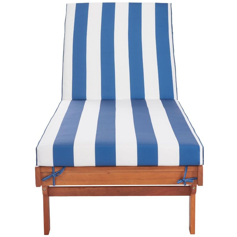 Newport Lounge Chair - Outdoor - PAT7022 - Natural/Royal Blue Striped -Safavieh