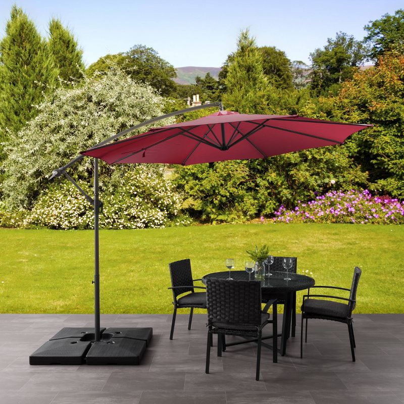 9.5' x 9.5' UV Resistant Offset Tilting Cantilever Patio Umbrella Wine Red - CorLiving