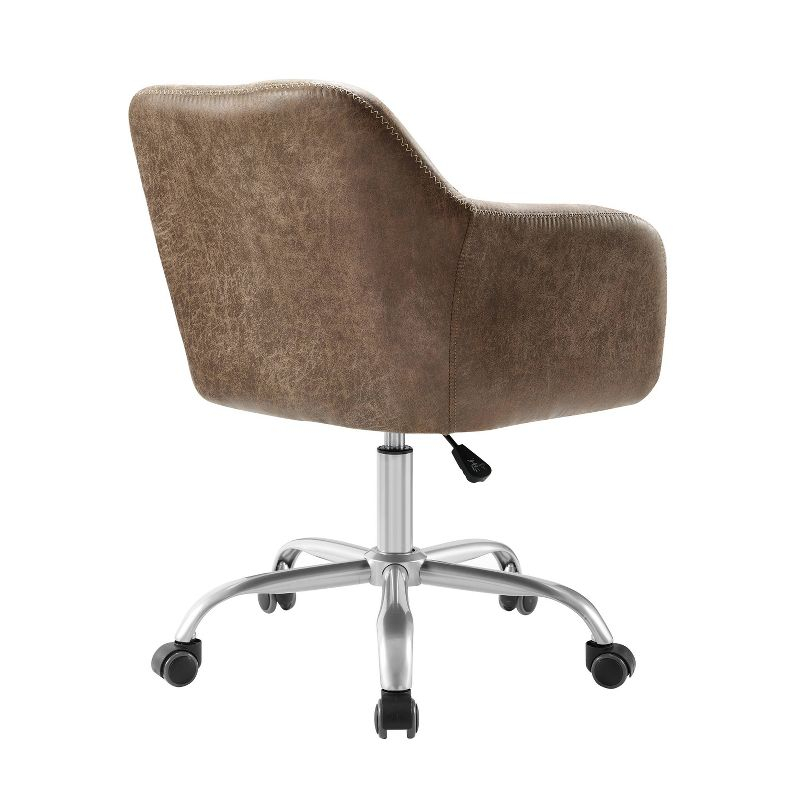 Rylen Modern Swivel Office Desk Chair Brown - Linon: Ergonomic, Adjustable, with Casters