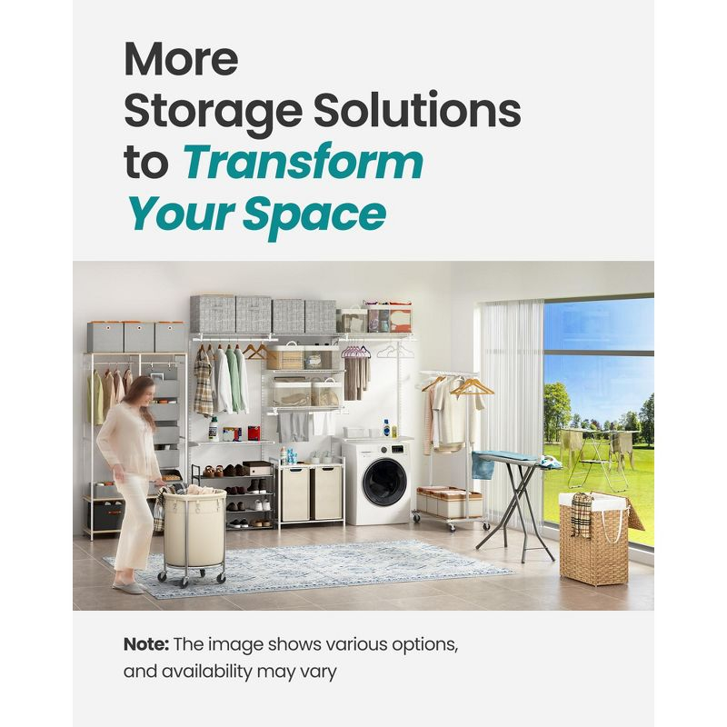 Wardrobe Closet Organizer Clothing Storage Iron and Wood Heavy Duty Clothes Rack with Hanging Rods, Shelves, and Removable Hooks 15.7 x 37.2 x 70.9