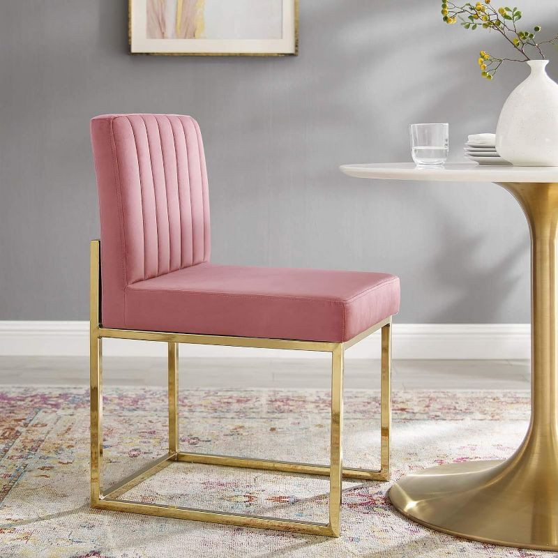 Modway Carriage Channel Tufted Sled Base Performance Velvet Dining Chair