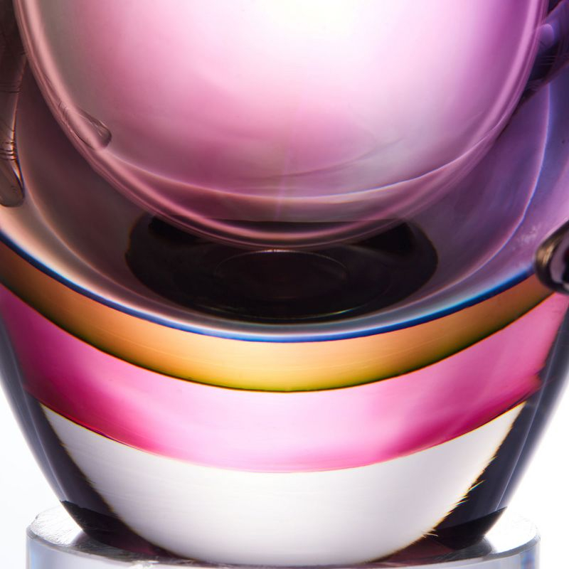 Luxury Lane Hand Blown Sommerso Art Glass Teardrop Vase Multicolored 8"H