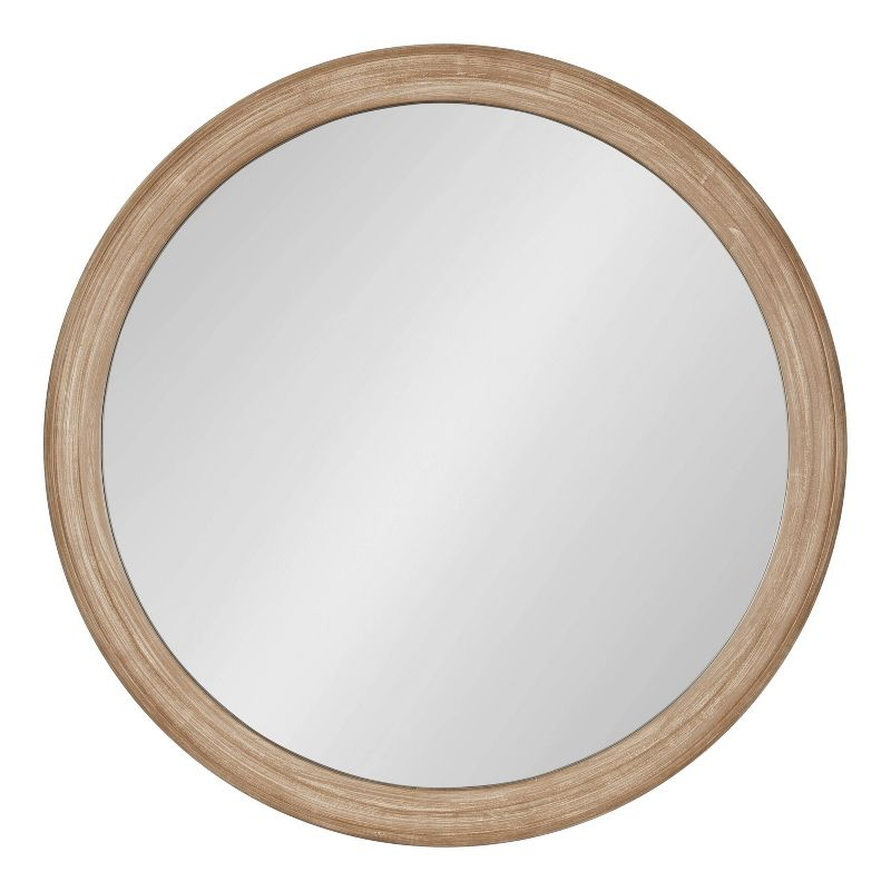 28" Mansell Round Wall Mirror Brown - Kate & Laurel All Things Decor