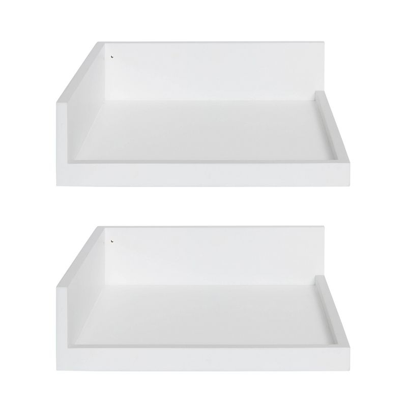 Kate & Laurel All Things Decor 4.5" x 2.2" 2pk Levie Floating Corner Wooden Wall Shelf Set White - Modern Ledge, No Assembly Required