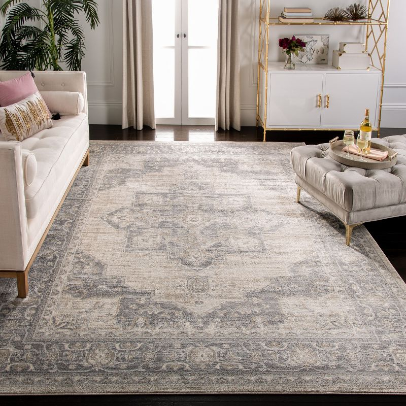 Brentwood BNT865 Power Loomed Indoor Area Rug - Cream/Grey - 5'x5' - Safavieh