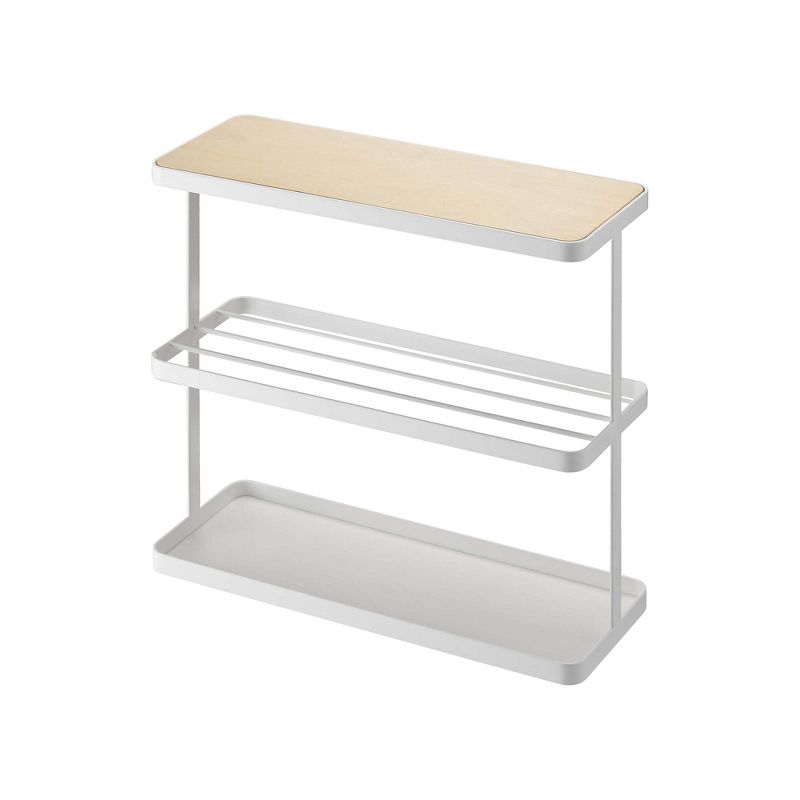 Tower Yamazaki Home Side Table With Storage Tier Shelves Narrow, Narrow Wooden And Metal End Table