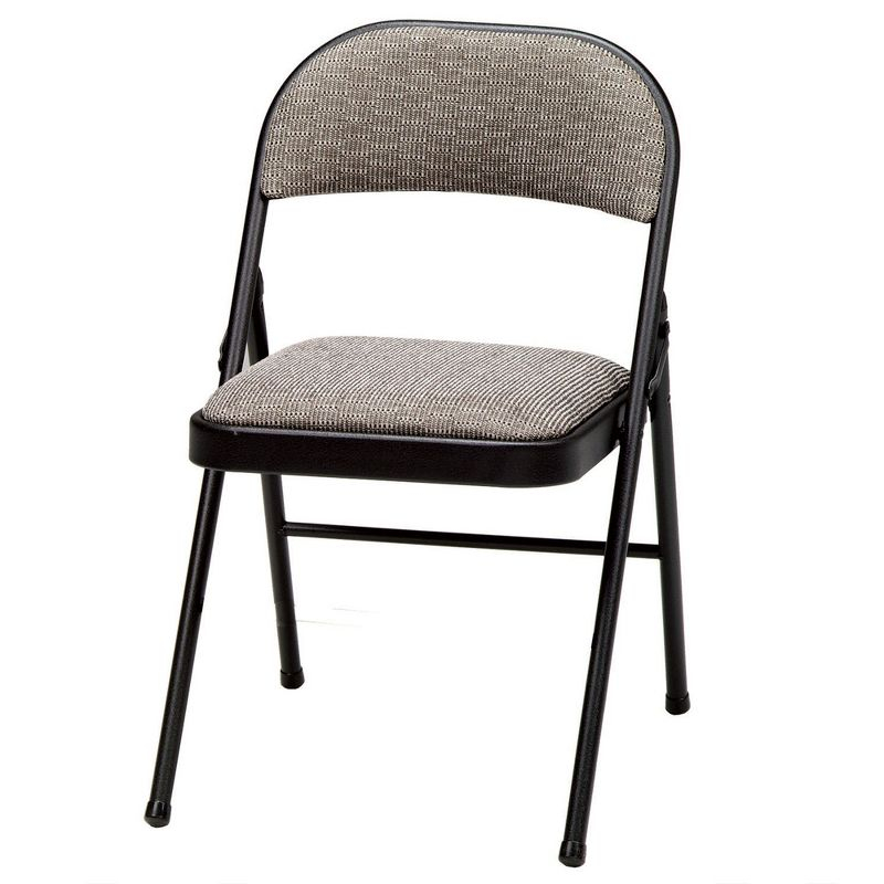 MECO Sudden Comfort Deluxe Metal Fabric Padded Folding Chair Set for Indoor Home Special Occasions or Outdoor Events, Black (Set of 4)